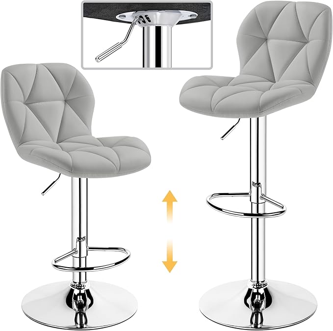 Yaheetech Bar Stools Set of 4, PU Leather Swivel Barstools, Height Adjustable - Image 6