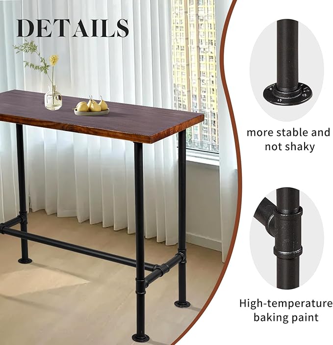 Diwhy DIY Industrial Design Pipe Dining Table Casual Pub BAR Laptop Table - Image 5