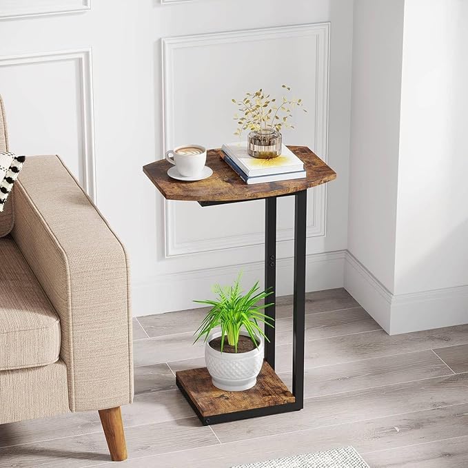 Hosfais Small Side Table End Table, C Shaped Barrel Coffee Table - Image 2