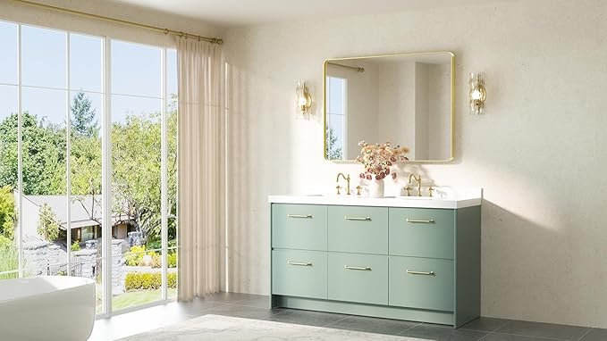 TETOTE Gold Bathroom Mirror 40 x 30 Inch Brushed Gold Metal Framed Vanity Mirror - Image 8