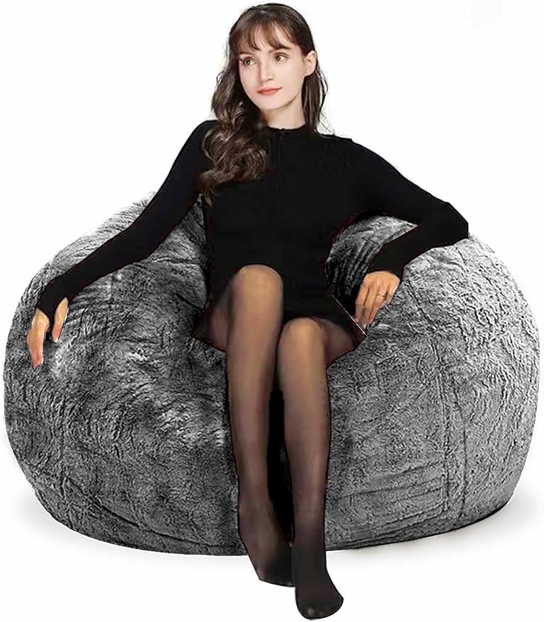 Bean Bag Chair for Adults Kids Without Filling Comfy Fluffy Round Beanbag Lazy by FunnyFurnitureforYourHous