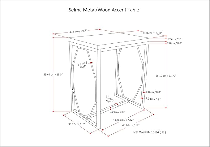 SIMPLIHOME Selma Contemporary 20 Inch Wide Metal and Wood Accent Side Table in - Image 3