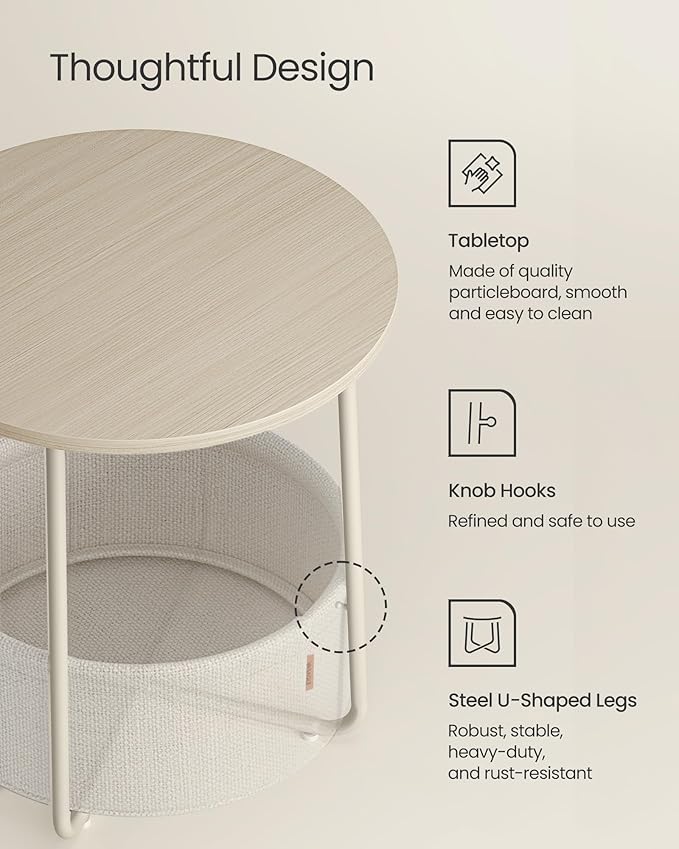 VASAGLE Small Round Side End Table, Modern Nightstand - Image 7