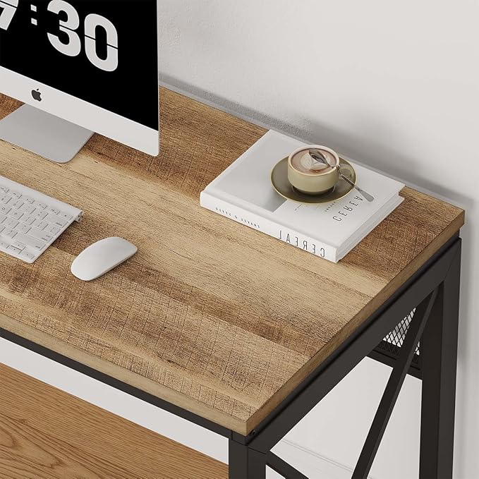 BON AUGURE Farmhouse Computer Desk, Modern Industrial Home Office Desks - Image 3
