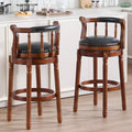 Cow top Leather Wooden Bar Stools, 360 Degree Swivel Bar Height Chair by AULIFE