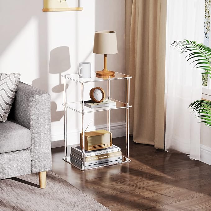 Clear Acrylic Side Table, 3-Tier End Table - Image 6