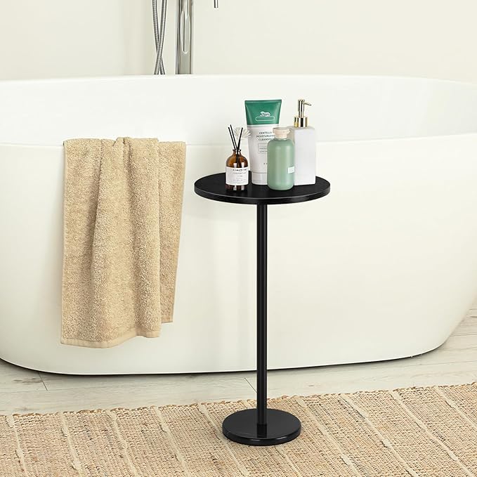 Round Side Table Small End Table Set of 2 Black Round Coffee Table Modern - Image 6