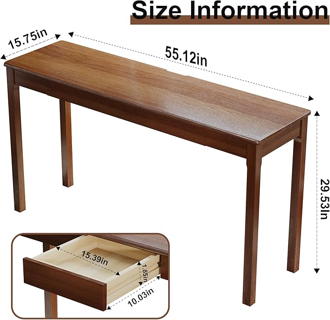 Solid Wood Desk with Drawers - Image 3