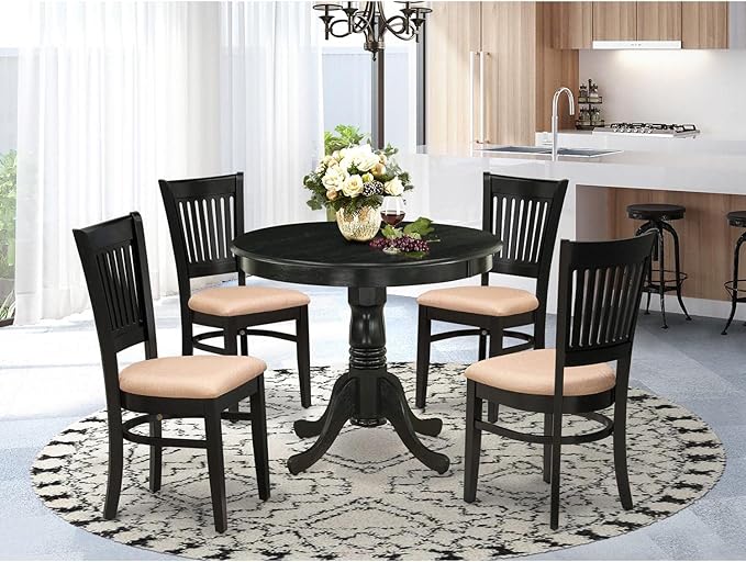 East West Furniture ANVA5-BLK-C 5 Piece Dining Room Furniture Set Includes a - Image 6
