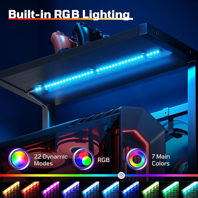 Bestier Gaming Desk with LED Lights, 44 Inch Reversible Computer Desk with - Image 6