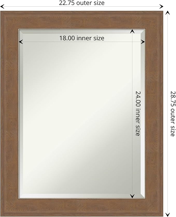 Amanti Art Brown Wall Mirror 29x23 Alta Medium Brown Rectangle Bathroom Mirror - Image 4
