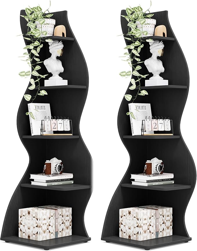 Tribesigns Corner Shelf, Modern 5-Tier Wall Corner Bookshelf, Stylish Corner by Tribesigns