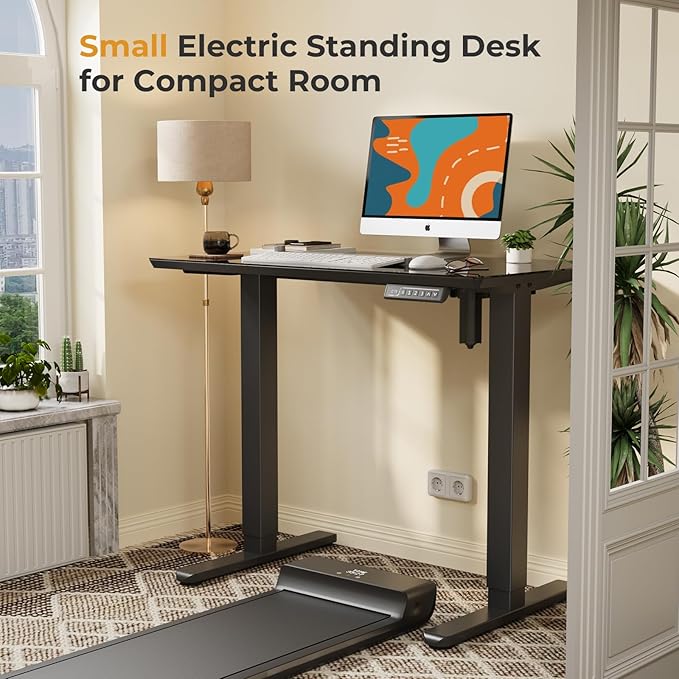 JOY worker Small Glass Standing Desk, Mobile White Sit to Stand Workstation - Image 4