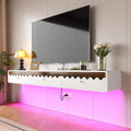Floating TV Stand, 86IN Fully-Assembled Wall Mounted Wave Glass by FloatiCasa