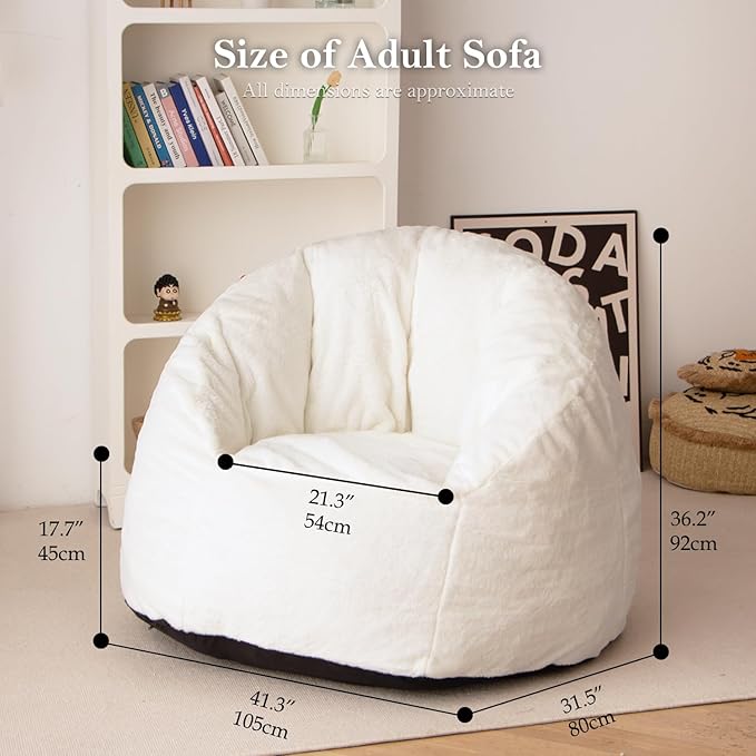 N&V Large Shell Bean Bag Chair, Adult Size Bean Bag Sack, Foam Filling - Image 2