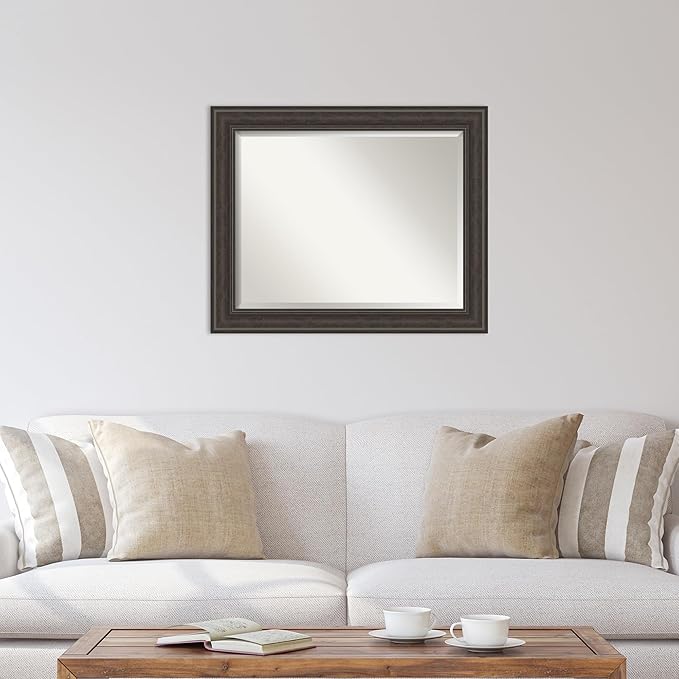 Amanti Art Brown Wall Mirror 28x34 Shipwreck Greywash Rectangle Bathroom Mirror - Image 5