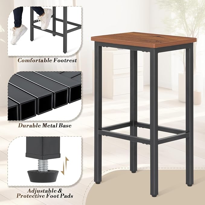 Athena Collection Bar Stools Set of 2, 26 Inches Counter Height Bar Stools - Image 6