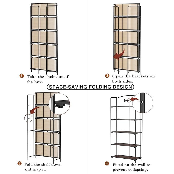 Crofy No Assembly Folding Bookshelf - Image 4