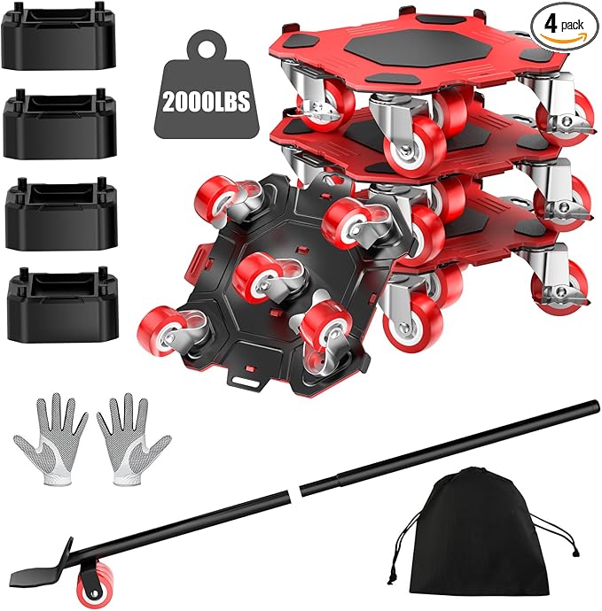 Upgraded Furniture Dolly Movers 5 Wheel Heavy Duty 3000LBS Capacity Carbon by LOYALTIGER
