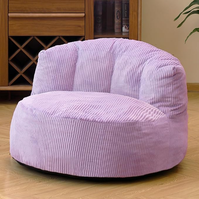 N&V Large Crescent Bean Bag Chair, Adult Size Bean Bag Sack, Foam Filling by NV