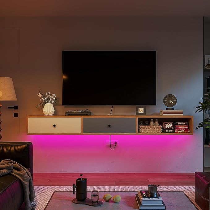 Modern Floating TV Stand with Doors, 55‘’ Wall Mounted Media Console Cabinet - Image 6