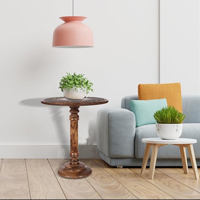 Lightnpro Hand-Carved Wooden Pillar Table - Image 7