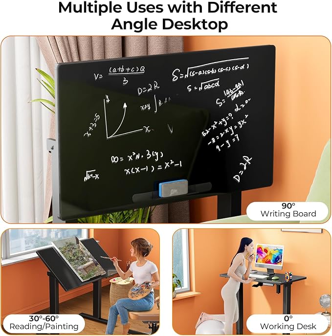 Glass Standing Desk，35inch Whole Piece Rolling Sit Stand Table - Image 5