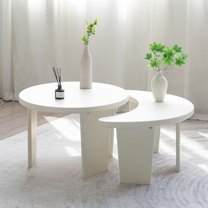 Coffee Table Set of 2, Modern Nesting Tables - Image 3