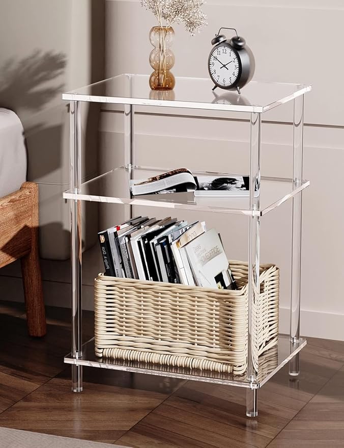 Acrylic Side Table Clear 3-Tier End Table by AcrylicFurnitureHomeDecor
