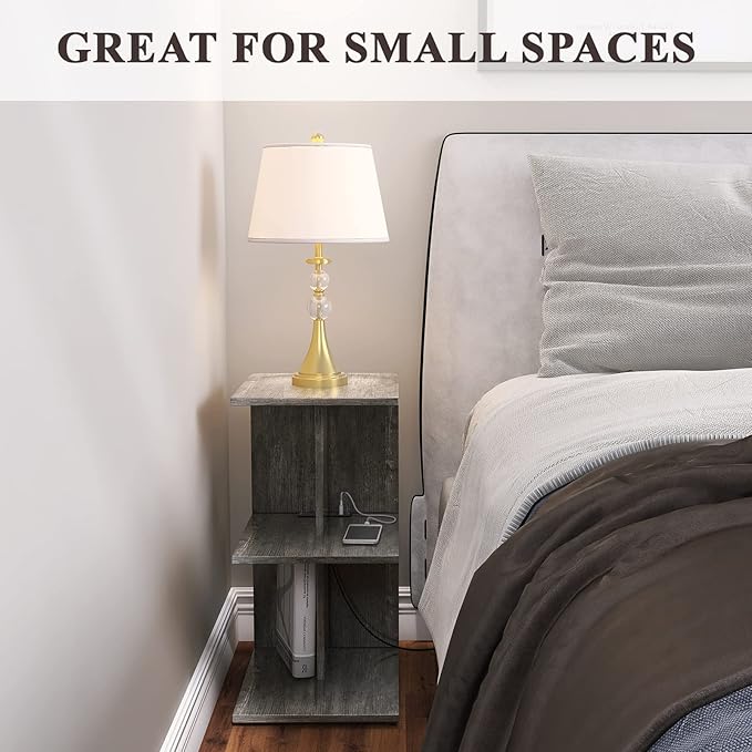 ZGREN End Table with Charging Station, Narrow Side Tables - Image 4