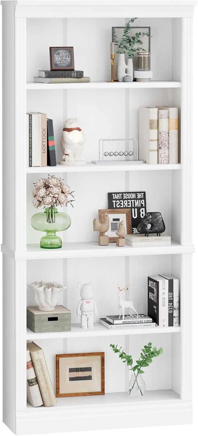 YESHOMY 72" Bookcase and Bookshelf, 5-Tier Wood Bookcases - Image 7