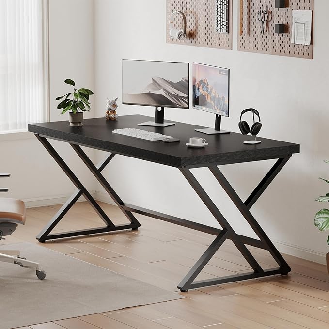 LVB Black Computer Desk, Modern Gaming PC Writing Desk - Image 4