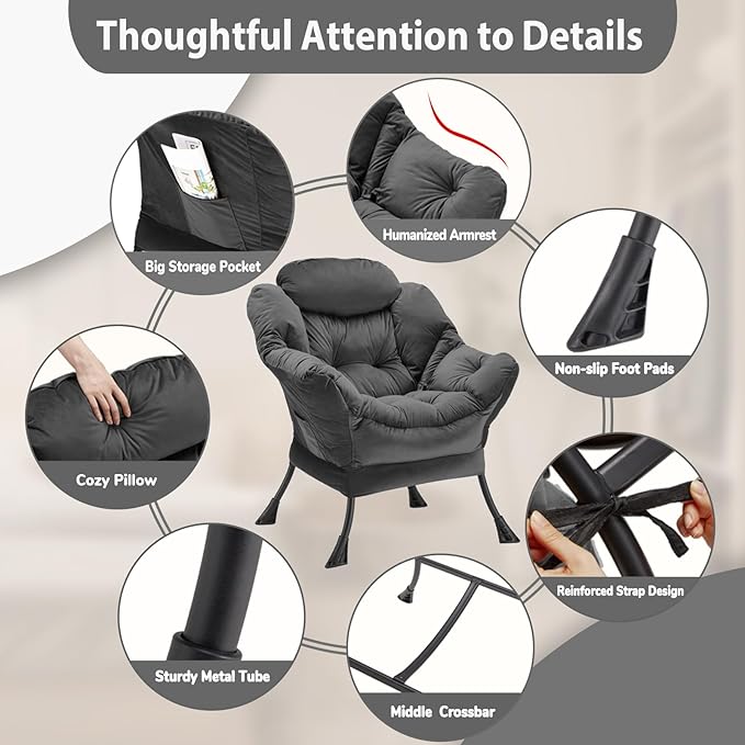 Lazy Chair Thick Padded, Comfy Velvet Accent Lounge Chair - Image 6