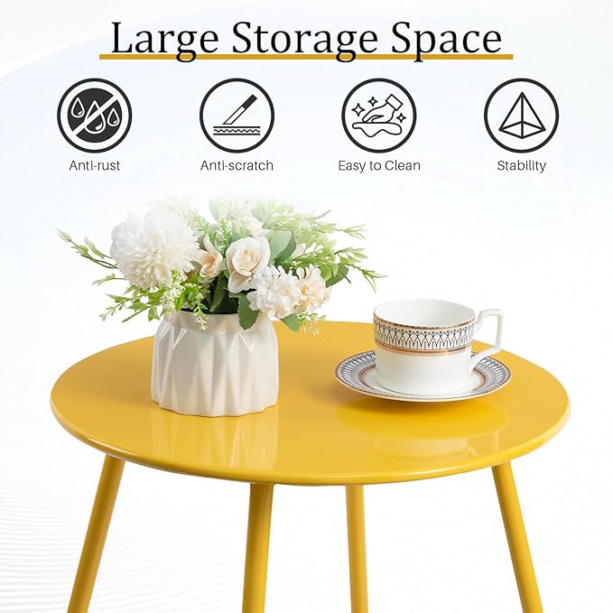 HollyHOME Round Metal Side Table, Rust-Resistant Patio Small Plant Stand - Image 7