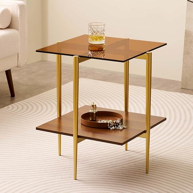 Glass End Table, Mid-Century Modern Design Sofa Table, L41 x W21 x H17 - Image 3
