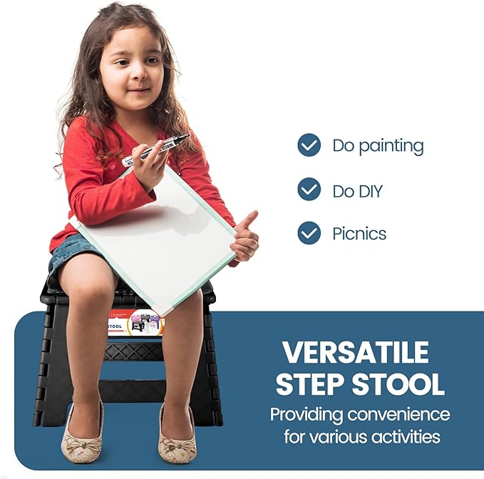 ACSTEP 9 Inch Folding Step Stool 300 LB Capacity Non Slip Foot Stool - Image 7