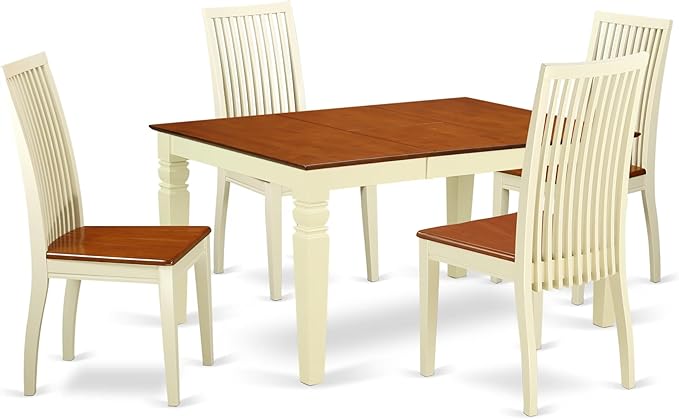 East West Furniture WEIP5-BMK-W 5 Piece Dining Set Includes a Rectangle Dining by EastWestFurniture