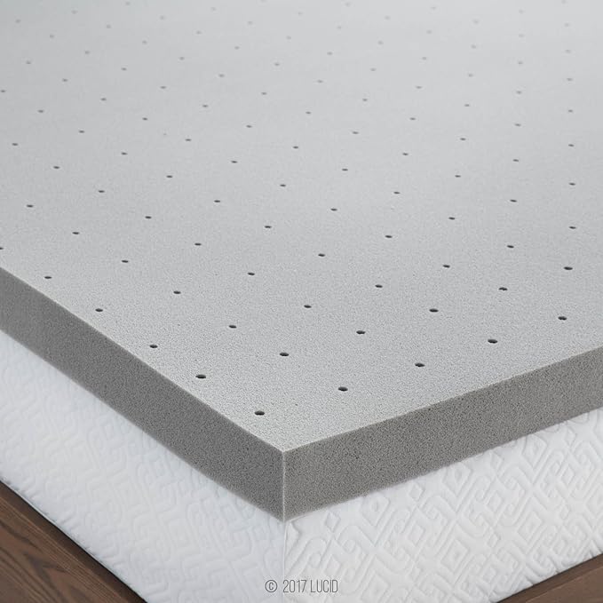 Lucid 3 Inch Ventilated Bamboo Charcoal Memory Foam Mattress Topper, - Image 9