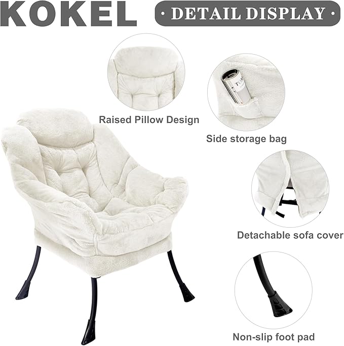 Lazy Chair with Folding Ottoman, Living Room Chairs, Accent Contemporary Lounge - Image 4