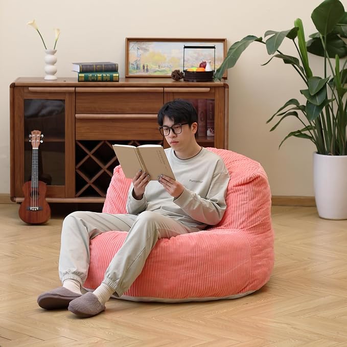 N&V Large Crescent Bean Bag Chair, Adult Size Bean Bag Sack, Foam Filling - Image 3