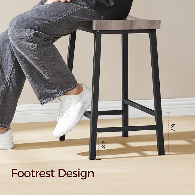 Bar Stools, Counter Height Bar Stools Set of 2, 23.7 Inch Saddle Stools - Image 3