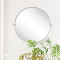 TEHOME Round Pivot Bathroom Mirror Chrome Circle Metal Framed Tilting Vanity by TEHOME