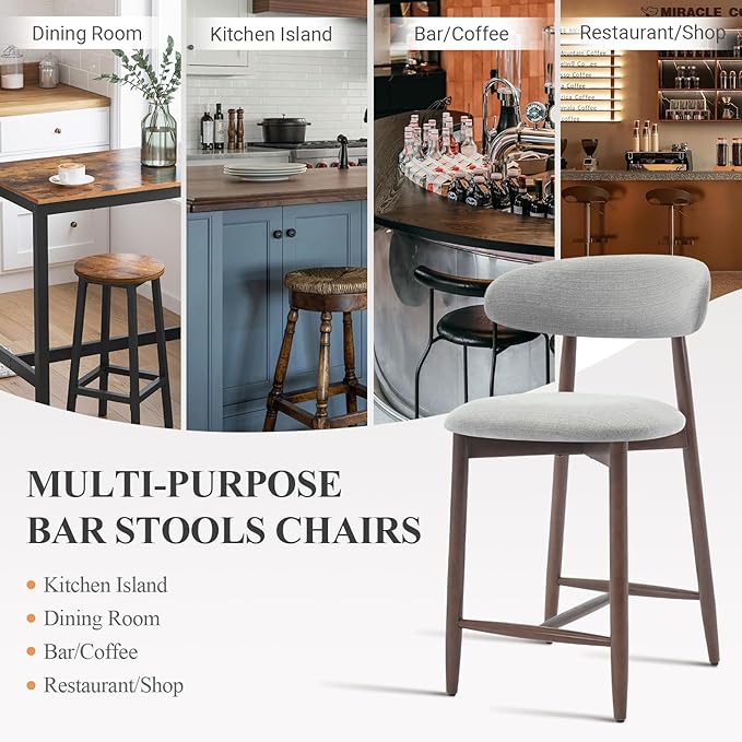Upholstered Counter Height Bar Stools Set of 6, Kitchen Island Stools - Image 6
