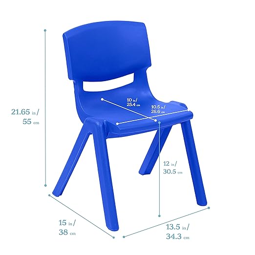 ECR4Kids 12in Plastic School Stack Chair, Classroom Furniture - Image 3