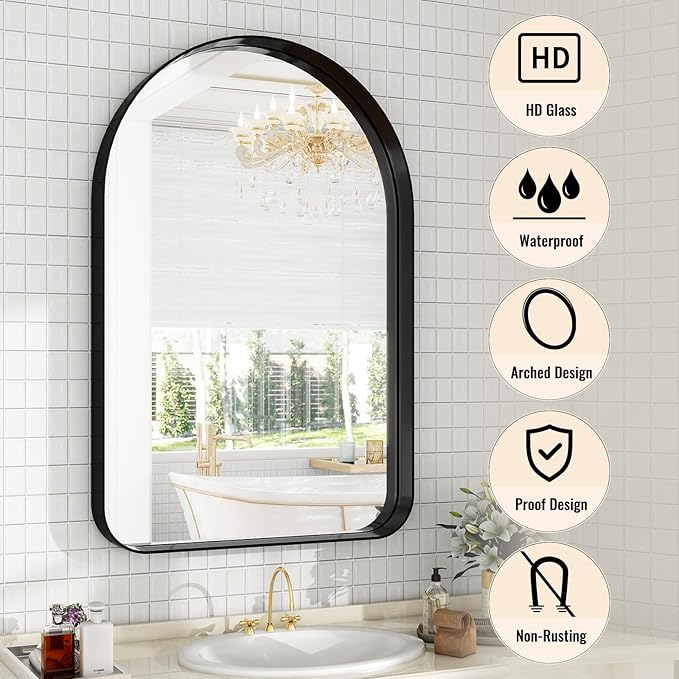 38"x26" Arched Bathroom Mirror - Image 3