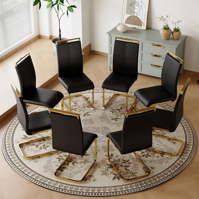 Dining Chairs Set of 8, Faux Leather - Image 3