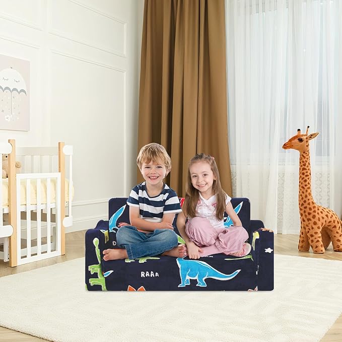 Kids Couch Extra Large, Glow in The Dark 2-in-1 Folding Kids Sofa Bed - Image 2