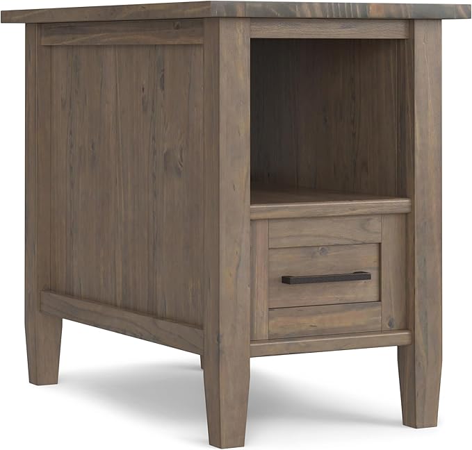 SIMPLIHOME Ela Solid Wood 14 inch Wide Rectangle Transitional Narrow End Table by SimpliHome