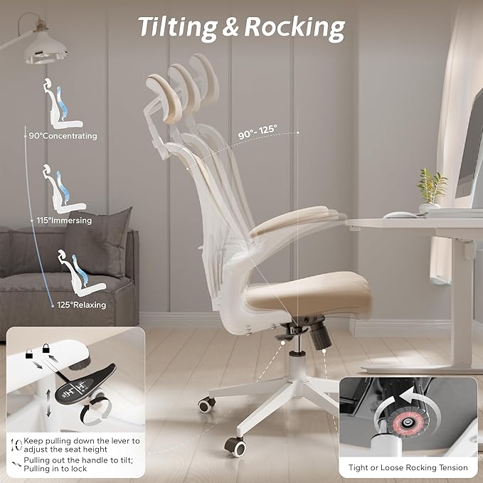 Ergonomic Office Chair with Adjustable Flip-Up Armrests & Lumbar Support - Image 4