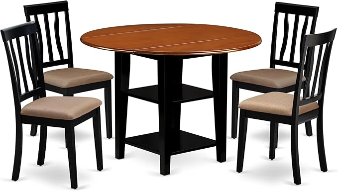 East West Furniture SUAN5-BCH-C 5 Piece Kitchen Table & Chairs Set Includes a by EastWestFurniture